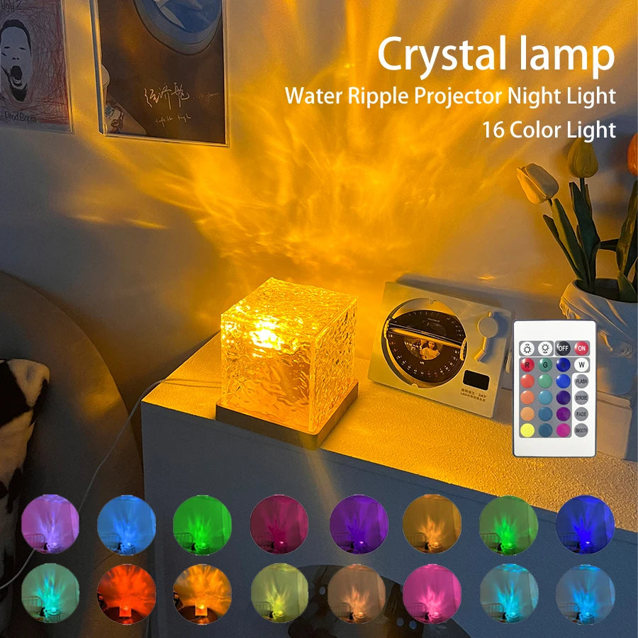 USB Rotating Projection Crystal Table Lamp